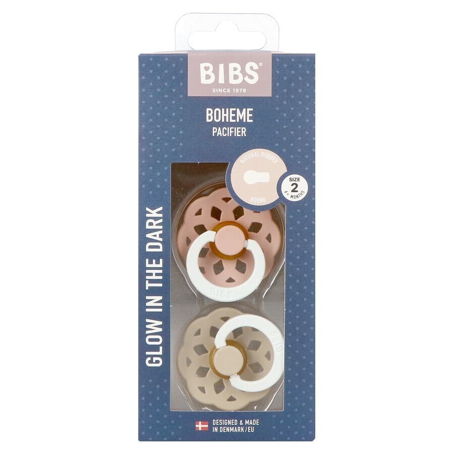 Bibs 2 Fopspeen Boheme Duo Glowdark Blush&vanilla