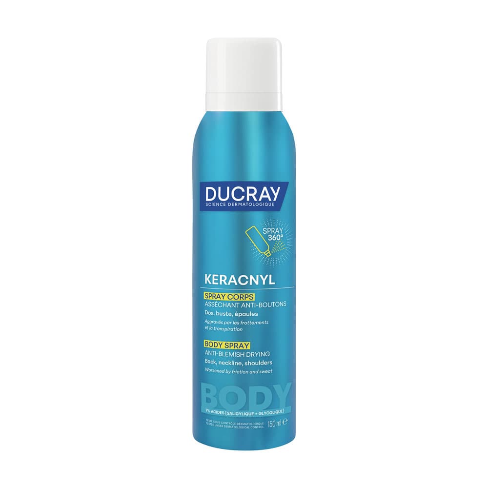 Ducray Keracnyl Lichaamspray, Uitdrogend Tegen Puisten, Salicylzuur & Glycolzuur, Huid Met Neiging Tot Acne 150ml