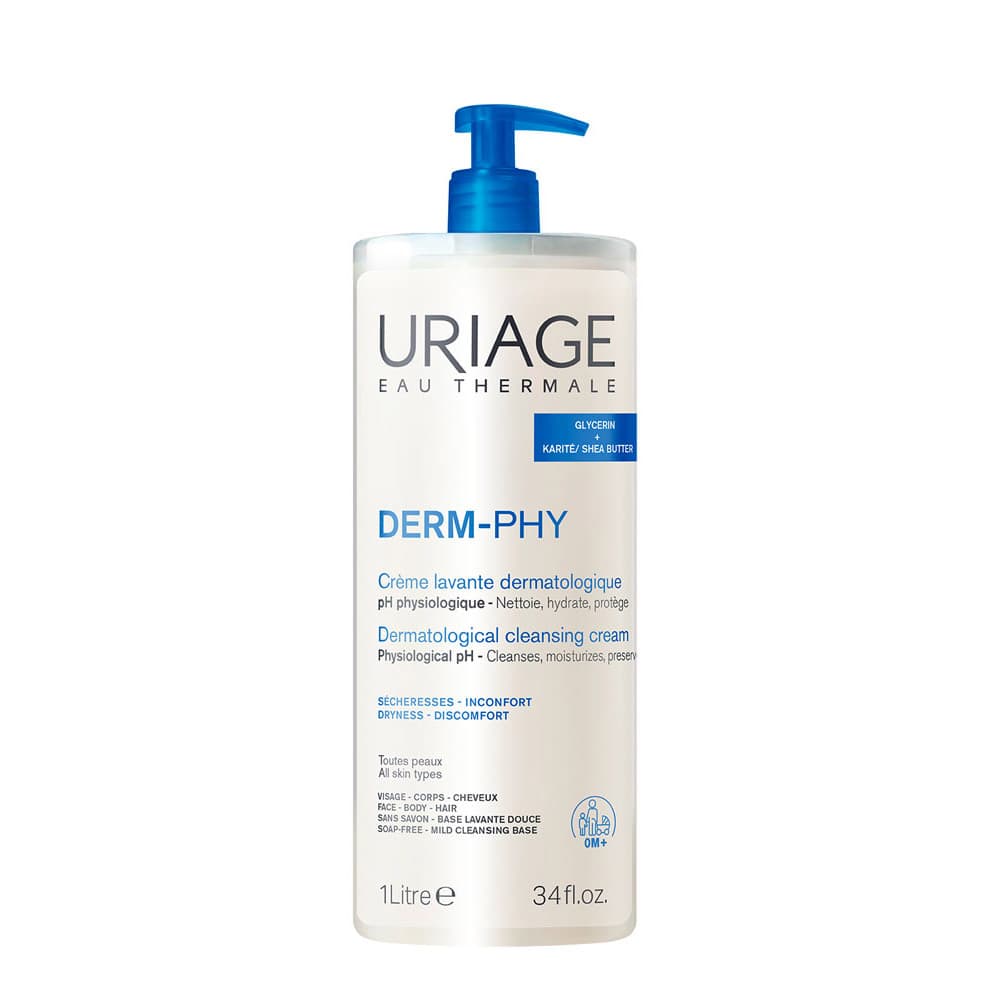 Uriage Derm-Phy Dermatologische Wascrème 1l | Gezicht, Lichaam & Haar