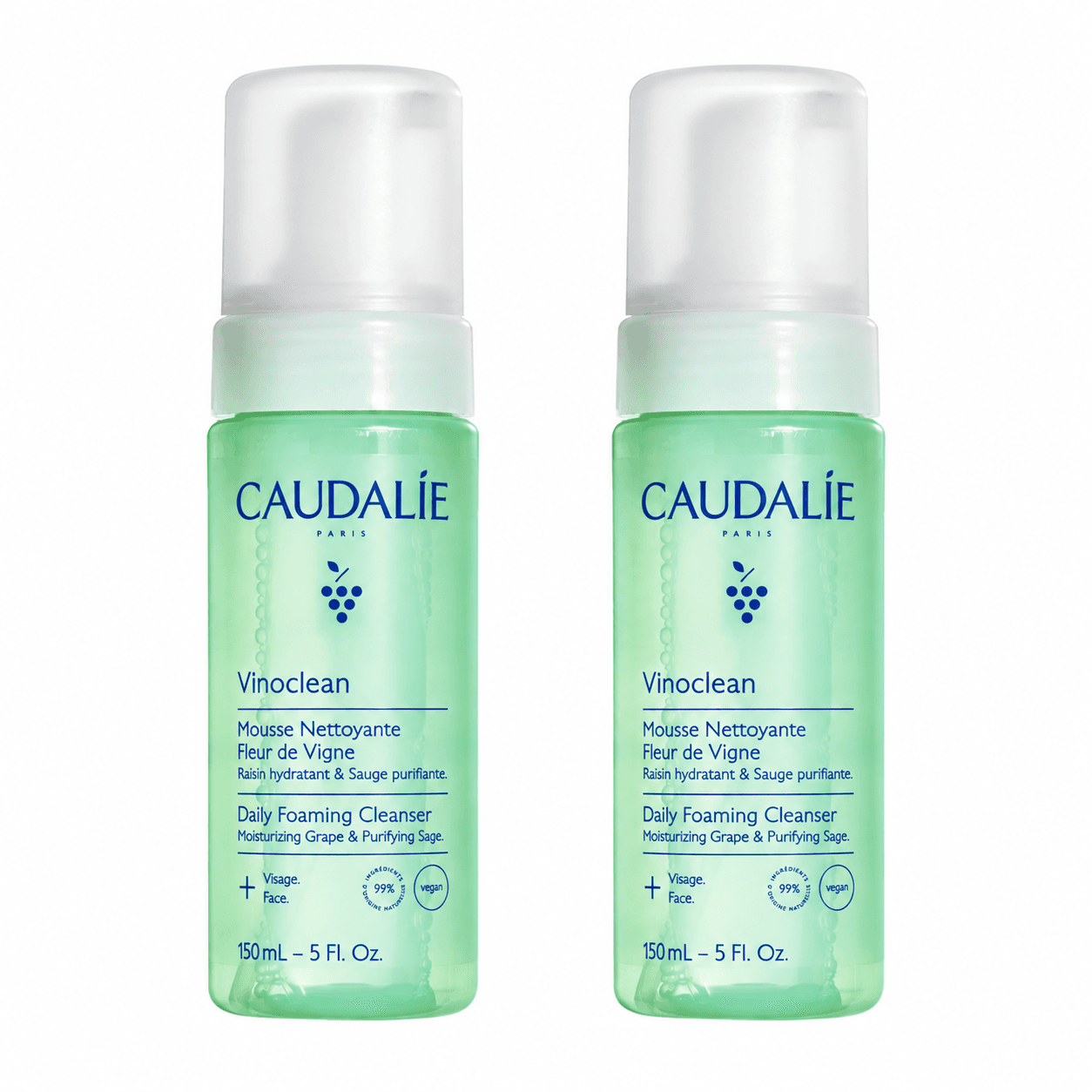 Caudalie Vinoclean Mousse Nettoyante Fleur De Vigne 2x150 Ml | Nettoyant Visage Doux