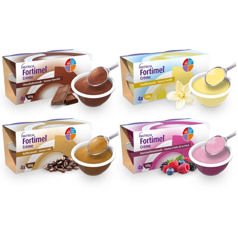 Fortimel Crème Pack Chocolat-Vanille-Café-Fruits De La Forêt Complément Nutritionnel Dénutrition 16x125g