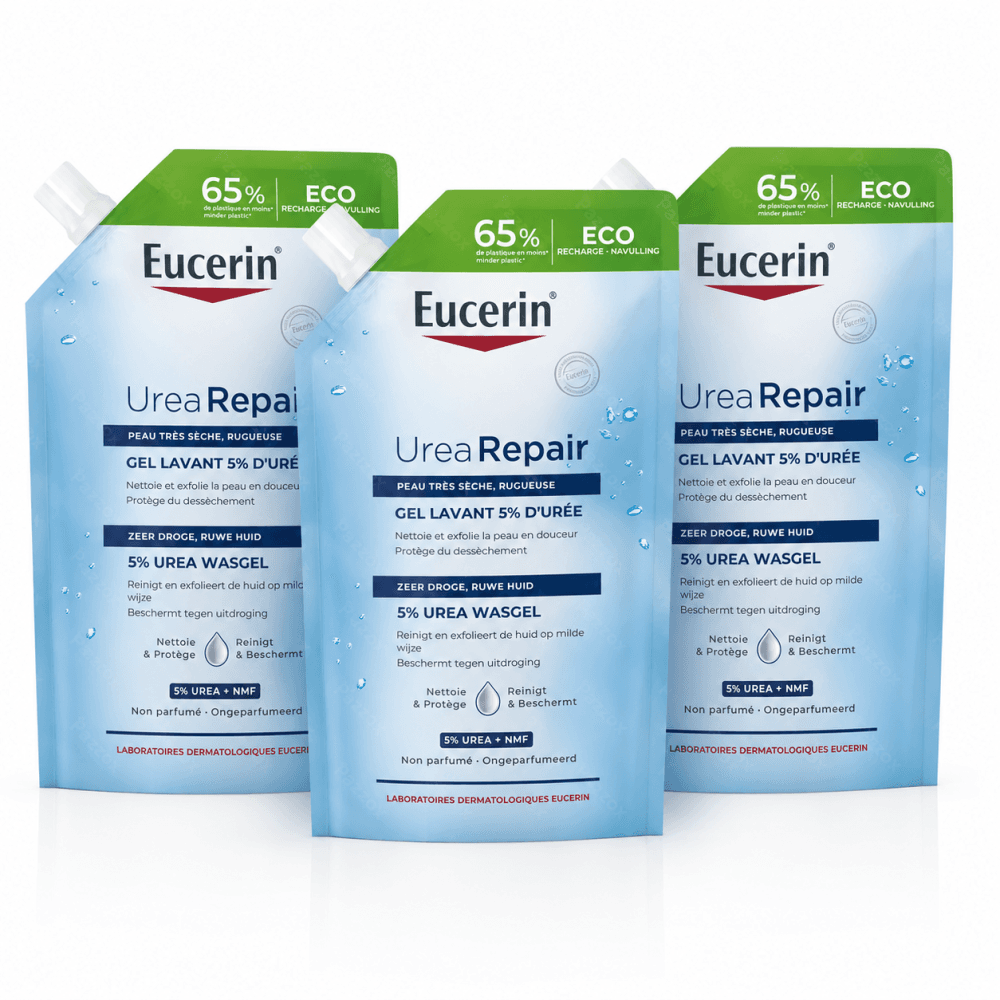 Eucerin UreaRepair Gel De Douche 5% Urea Peaux Très Sèches Recharge 3 X 400 Ml